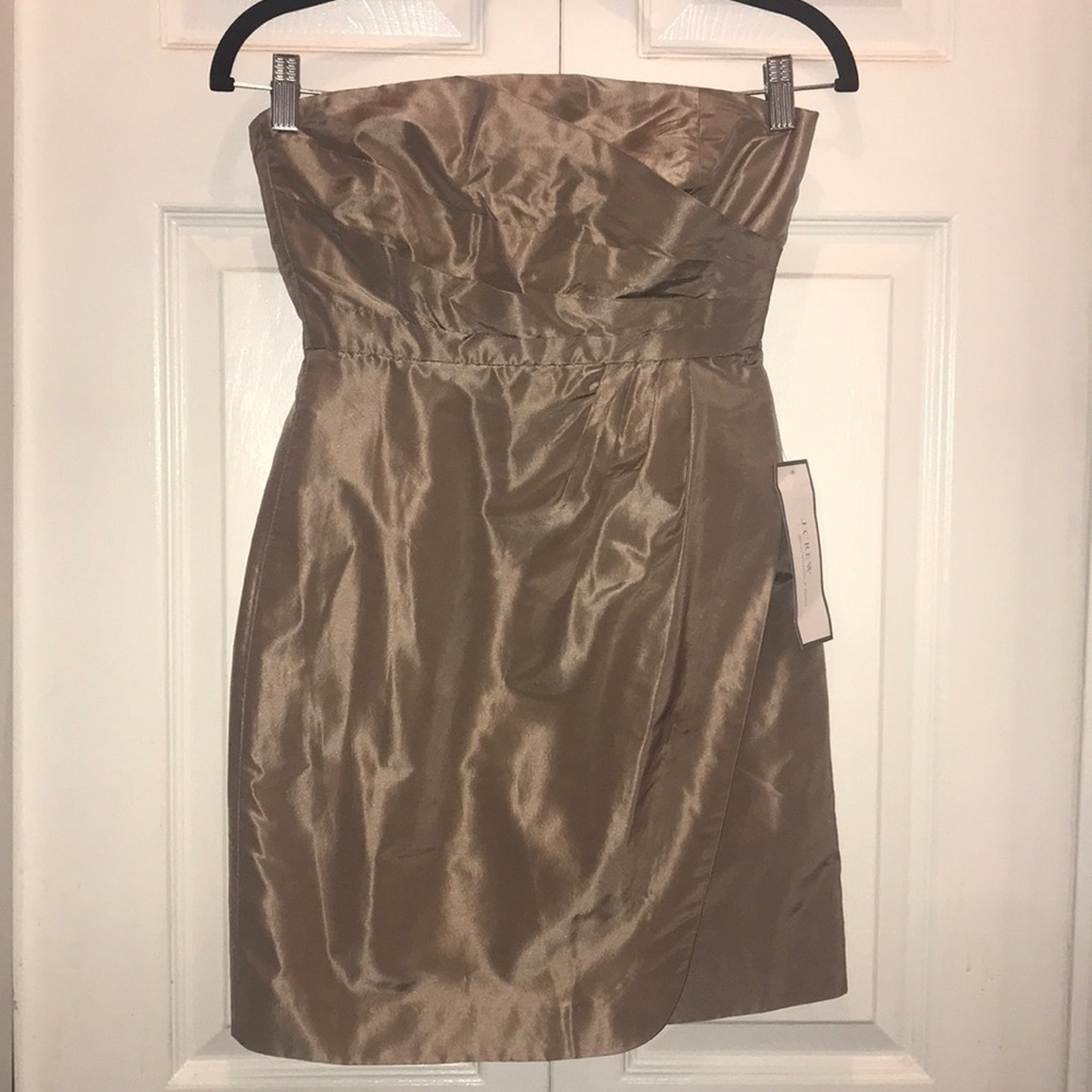 Taupe Jcrew strapless dress size 0 petite